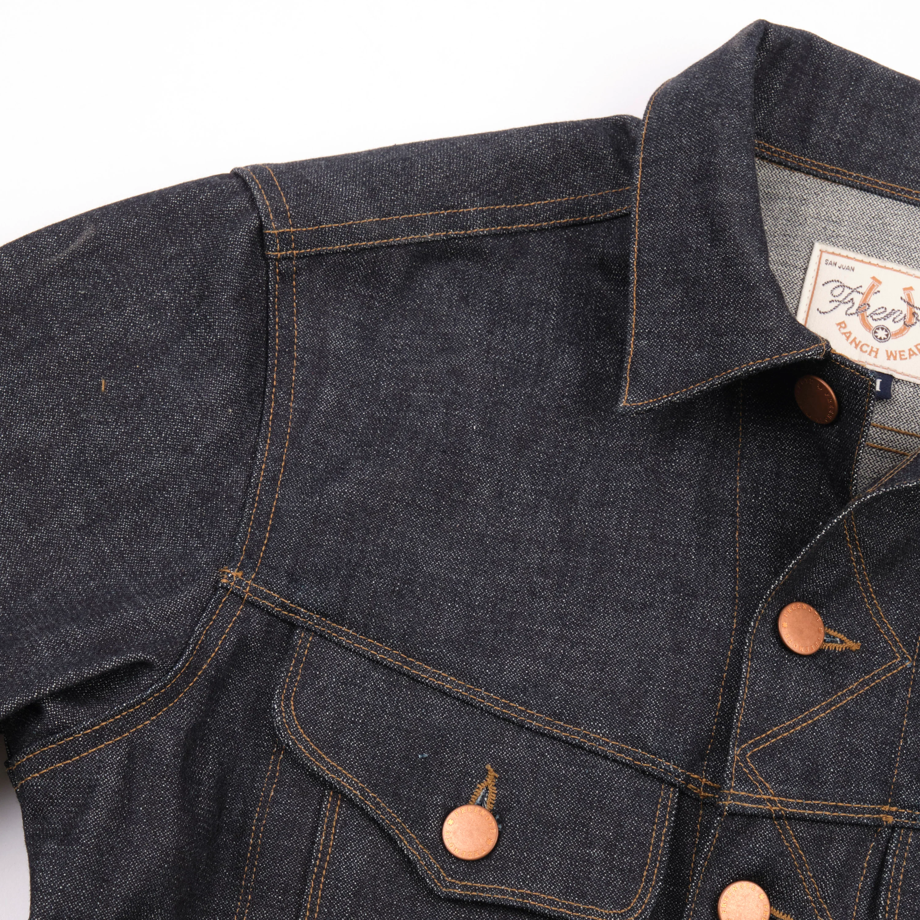 High Low Denim Jacket Broken Twill - Image 7