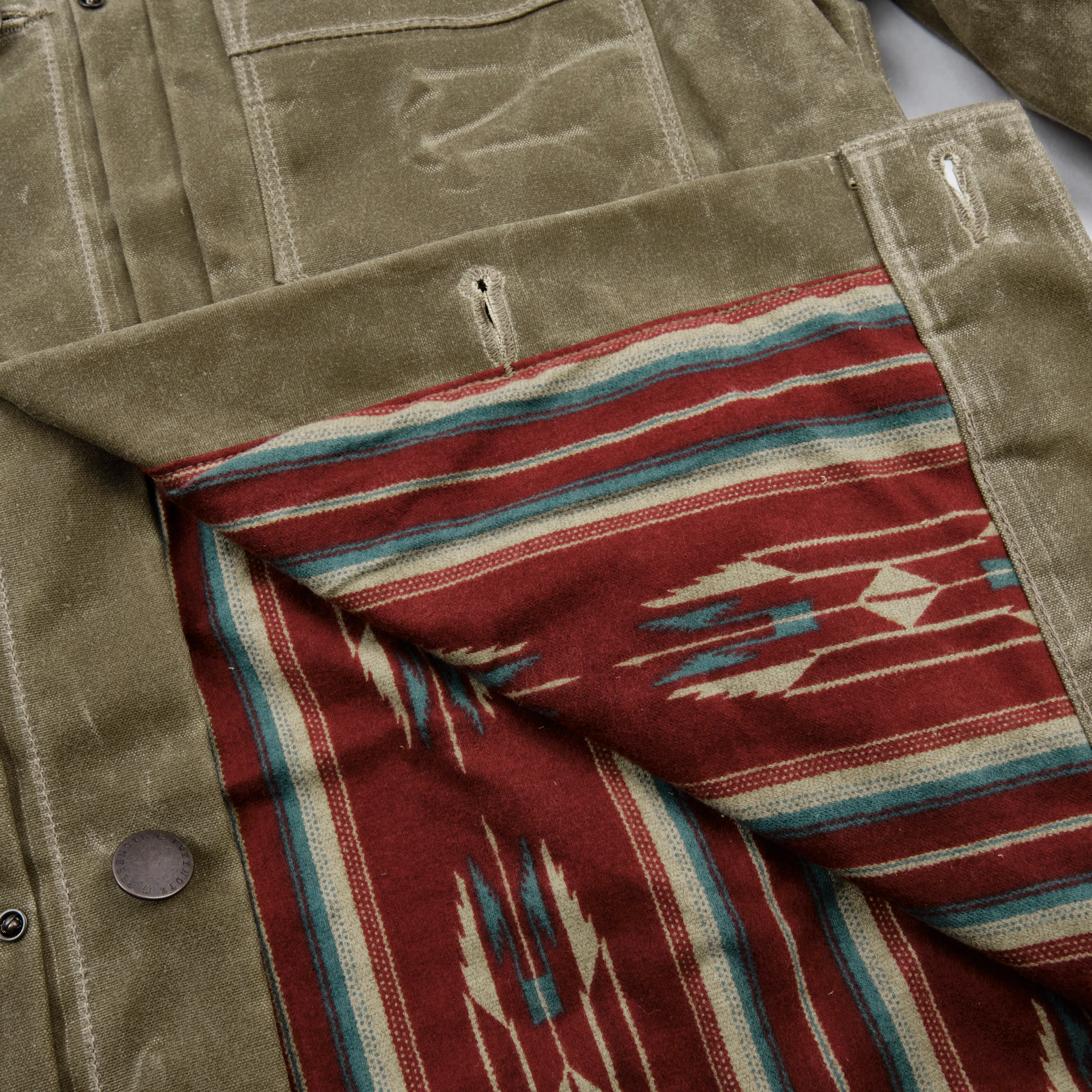 Riders Jacket Waxed Canvas Tobacco Red Interior - Image 8